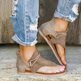 Sandals 2024 Women Summer Clip Toe Rear Zipper Comfortable Flats Shoes Lady Casual Mixed Colours Hollow Beach Sandalias Mujer