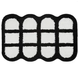 Carpets Bathroom Rugs Indoor Floor Black White Dry Quickly Soft Water Absorption Washable Rubber Backing Door Non Slip Half Circle Funny