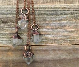 Pendant Necklaces NM39953 Herkimer Diamond Raw Crystal Necklace Boho Clear Quartz Natural Stone Rough Electroformed Bohemian Gypsy2394561