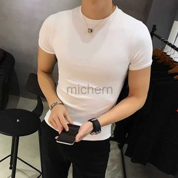 Men's T-Shirts Mens slim fit T-shirt Korean luxury clothing summer oversized mens round neck slim fit casual tight fitting T-shirt 4XL d240509