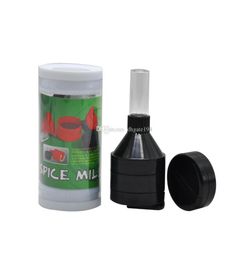 mini 43mm cheap plastic handle crank tobacco smoking grinder herb spice mill grinder with gift box3395063