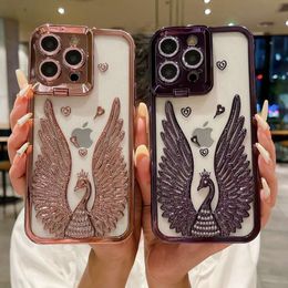 Angel Wings Mirror Frame Bracket Suitable for Apple 15 Promax Phone Case 14 Stereoscopic 13 Flash Diamond Lens Film 1211