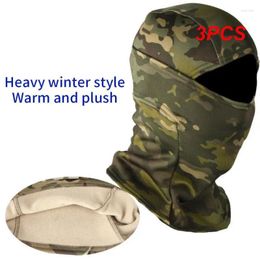 Bandanas 3PCS Fleece Tactical Camouflage Balaclava Full Face Mask Winter Warm Windproof Cycling Hiking Skiing Scarf Hat Bandana Neck