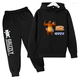 Clothing Sets Kids Grizzy The Lemmings Cartoon Print Tracksuits 3-13 Years Boys Girls Casual 2pcs Hoodie Pants Suits Childeren Clothes