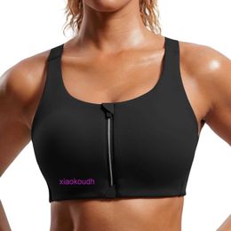 Designer LuL Yoga Outfit Sport Bras Women High Support Yoga Womens Impact Sports Bra with Front Zipper Moulded Cup Wireless Exercise Adjustable and Convertible