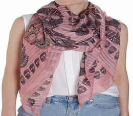 Sugar Skull Scarf Long Oversized Lightweight Printed Shawl Wrap drop 1743375