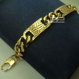 B140 Men's Cool 14K 14CT Gold Filled GF 14mm Width 23cm Length Cool bracelet Jewellery 282n