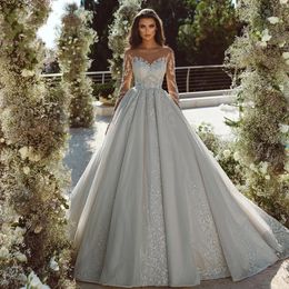 A-Line Graceful Wedding Dresses 2024 Sweetheart Long Sleeve Bride Gowns Lace Embroidery Glitter Luxury Vestido De Novia Robe De Mariee