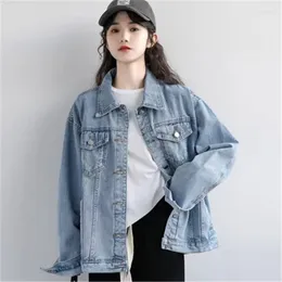 Women's Jackets 2024 Spring And Autumn Vintage Blue Denim Coat Women Fashion Single-Breasted Jeans Jacket Female Loose Cowboy Outerwear B267