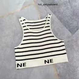 Summer Knitted Vest Op22 Striped Letter Webbing Spice Girl Outer Wear Sports Suspender Top 8Q5C