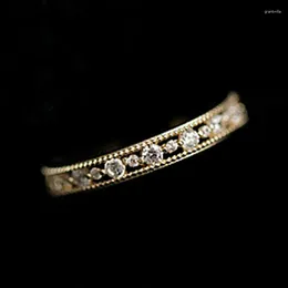 With Side Stones 1PCS Fashion Classic Copper Gold Colour Mini Cubic Zirconia Austrian Crystals Wedding Rings For Women Full Sizes