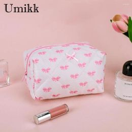 Cosmetic Bags Cute Bow Pattern Toiletry Bag With Zipper Makeup Organiser Storage Aesthetic Case For Women And Girls