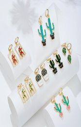 Dangle Chandelier Fashion Geometric Plant Drop Earrings Female Jewellery Boho Retro Colourful Cute Cactus Dropping Oil Alloy For Wo8669601