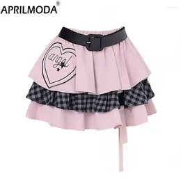 Skirts High Waist Ruffles Pink Black Y2k Mini Gothic Punk Lolita Style Cake Skirt Women Sweet Girls Harajuku Vintage Short