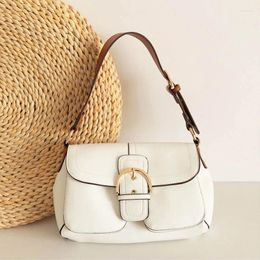 Shoulder Bags Retro For Women 2024 Leather Armpit Trendy Crossbody Bag Lady White Purse Luxury Handbag