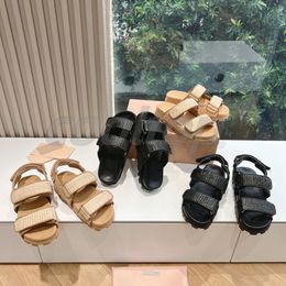 Designer Sandal Slippers Woman M sandal Straw Raffias man weave shoe outdoors travel pool platform heel flat Slide women Casual Summer Sliders lady With box