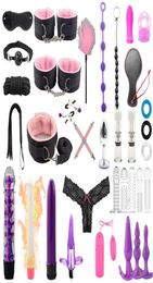 35 Pcsset Sex Products Sex Toys For Women Men Bdsm Sex Bondage Set Handcuffs Whip Anal Plug Dildo Vibrator Toys for Adults Y200427923385