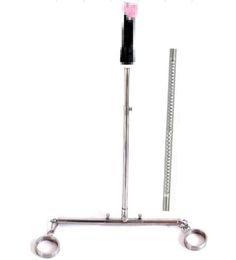 Top Metal Stainless Steel Bondage Restraints Stand With Anal Plug Leg Ankle Cuffs Fetish Slave Torture Device Spreader Bar Frame S6123283