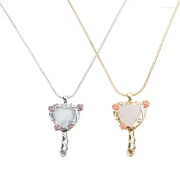 Pendant Necklaces Unique Mirror Princess Jewellery Women Girl Teen Birthday Clavicle Chain