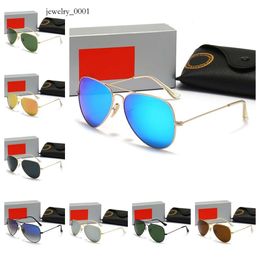 High Quality Ray Men Women Glass lens Sunglasses Vintage Pilot Aviator Wayfarer Brand Sun Glasses Band UV400 Bans Ben With Box and Case 3025 3026 7703