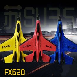 RC Foam Aircraft SU-35 SU-57 2.4G Aircraft With LED Wireless Electronic Control Glider Fixed Wing Aircraft Foam Boys Outdoor Toy 240508