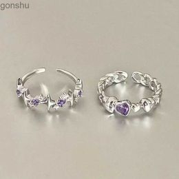 Couple Rings Fashion Shiny Purple Water Diamond Womens Open Couple Ring Vintage Crystal Star Adjustable Ring Lover Y2K Jewellery WX