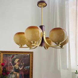 Pendant Lamps Bauhaus Caramel Coloured Glass Chandelier Copper Lamp Bedroom Living Room Dining Mediaeval Wooden