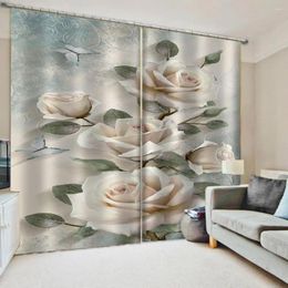 Curtain Home Decoration Blackout 3D Stereoscopic Lifelike White Flower Curtains Drapes Cortinas