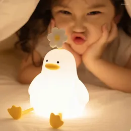 Night Lights Cute Duck Led Light Usb Rechargeable Nightlights Silicone Lamp Touch Switch Children Kid Bedroom Decoration Birthday Gift