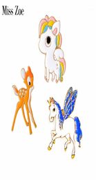 Pins Brooches Miss Zoe Lovely Little Horse Deer Brooch Button Pins Denim Clothes Backpack Pin Badge Cartoon Animal Jewelry Gift F13486811