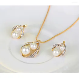 Necklace Earrings Set Pearl Drop Earring Stud Women Delicate Choker With Exquisite Eardrop Jewelry Dangle