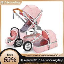 Strollers# Baby Stroller 3 in 1 High Landscape Stroller Reclining Baby Carriage Foldable Stroller Baby Bassinet Puchair Newborn T240509