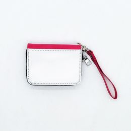 Card Holder Sublimation DIY White Single Sided Blank PU Multifunctiona Shortl Wallet For Women With Wrist
