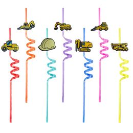 Christmas Decorations Excavator 12 Themed Crazy Cartoon Sts Drinking For Kids Pool Birthday Party Plastic Summer New Year Reusable St Otlaa