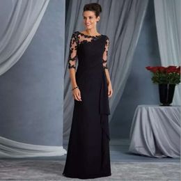 Elegant Mermaid Of The Bride Jewel Long-Sleeves Applique Mother Gowns Custom Made Wedding Guest Dresses New Design 0509