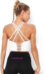 Designer Lul Yoga Outfit Sport Bras Frauen hohe Unterstützung Frauen Langer Sport -BH mit abnehmbarer Polsterung sexy Kreuz Rückengurt Yoga Übung