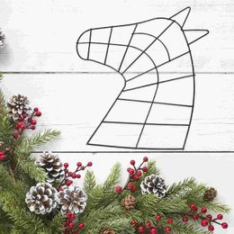 Decorative Flowers Horse Head Wreath Wire Form Christmas Metal Frame Floral Flower Making Greenery Decor Diy Xmas Holiday Year