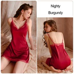 Women's Robe Satin 2 Pieces Robe Strap Nightgown Set Femme Lace Trim Kimono Bathrobe Gown Sexy Bridal Wedding Sleepwear Chemise Nightdress