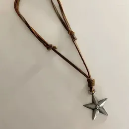 Pendant Necklaces Adjustable Leather Rope Star Necklace For Women Vintage Ethnic Boho Harajuku Jewellery Accessories