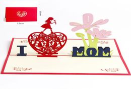 Love MoM Gifts Thank you Greeting Cards with Envelope Festival Flowers Laser Cut Hollow Handmade 3D pop up Mothers Day Postcards5038815