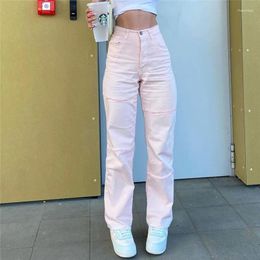 Women's Jeans 2024 Women Baggy Pink Lady Vintage Y2K Punk High Waist Loose Denim Pants Streetwear Wide Legs Cute Patchwork Trousers