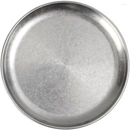 Dinnerware Sets Vintage Barbecue Plate Metal Dish Snack Candy Trayswasher Round Roast Tray Stainless Steel Silver