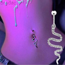 Navel Rings 1Pcs Snake Belly Button Piercing Jewellery Y2K Crystal Flower Belly Barbell Ring Black Navel Piercing Bar Women Piercing Ombligo d240509