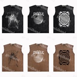 Mens Round Neck T Shirt Designer Loose Tank Tops Street Sport Sleeveless Vest Pure Cototn Tees