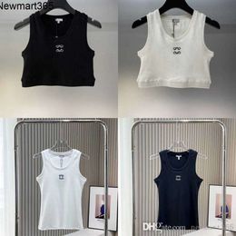 Cropped Top T Shirts Women Knits Tank Top Designer Embroidery Vest Sleeveless Breathable Knitted Pullover Womens Sport Tops Summer Short Slim