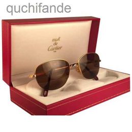 Counter High Quality Carter Sunglasses Designer Women Vintage Montaigne 53mm Half Frame Gold Brown Lenses France Sunglasses with Real Logo