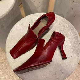 Dress Shoes French Comfortable Mary Jane Square Head High Heels Women's Thick Versatile British Vintage Genuine Leather Single