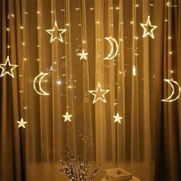 Strings LED Copper Wire Star Light String Full Of Stars Christmas Day Five Pointed Curtain For Home Islam Muslim Event Party