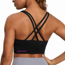 Designer LuL Yoga Outfit Sport Bras Women High Support Yoga Womens Lace Up Long Sports Bra - Medium Impact Cross Padded Exercise Naked Top