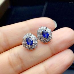 Stud Earrings Natural Round 4mm 6mm Sapphire Small With Diamond Fine Jewellery For Girl Party Wear